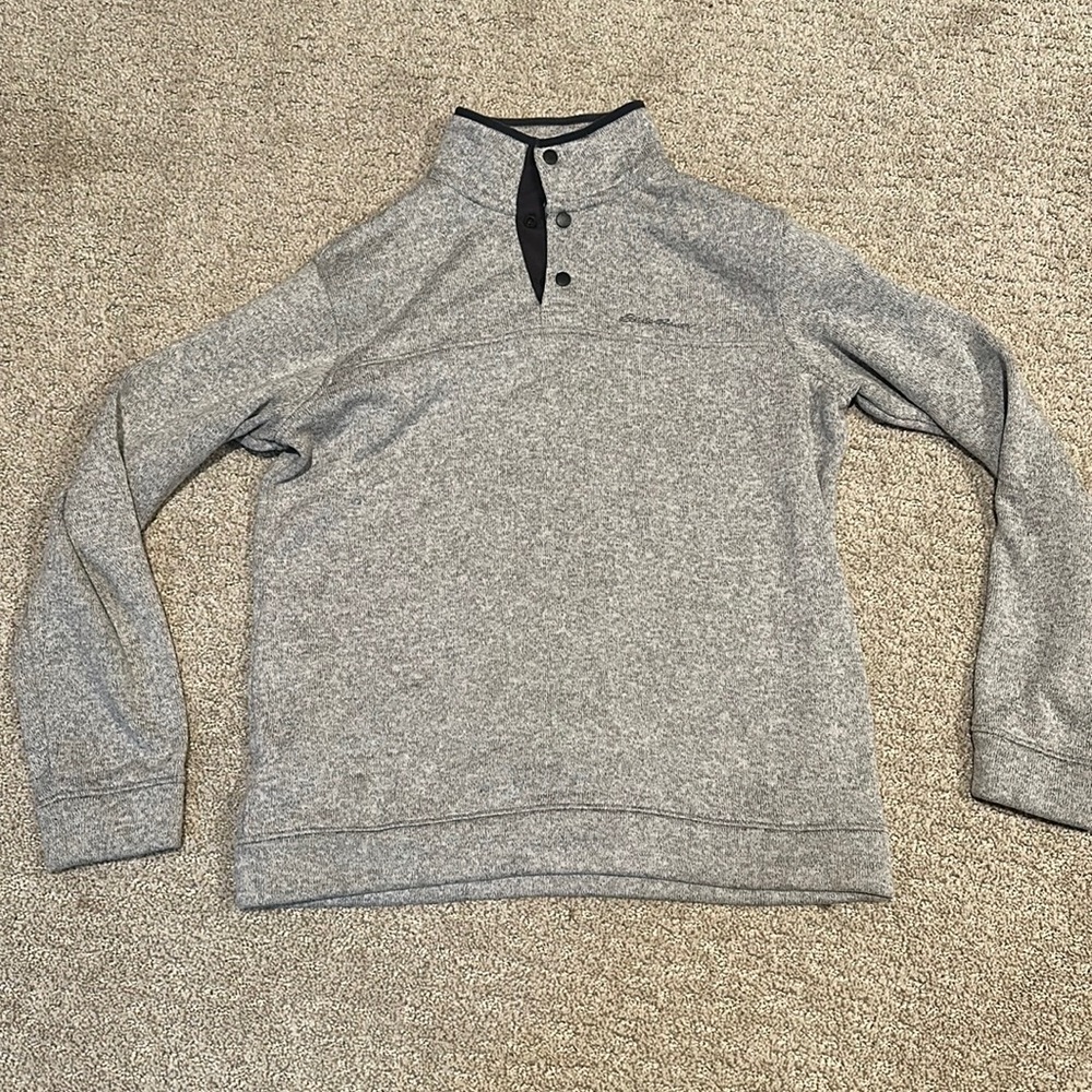 Eddie Bauer radiator fleece, mock neck, snap pull over L
